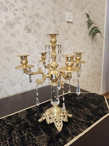 ucuz perdeler: Klassik üslubda 5 şam yuvalı şamdan - Material: metal (qızıl suyuna — 2