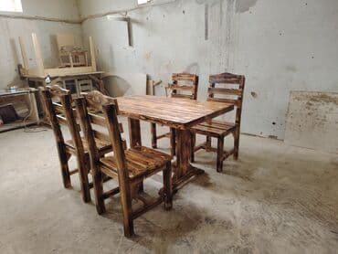 дачный набор стол и стулья: Dördbucaq masa, Stullar ilə, 4 nəfər, Açılmayan — 8