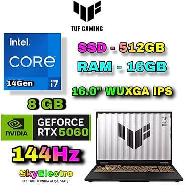 hp 14: Yeni ASUS TUF Gaming, 16 ", Intel Core i7, 512 GB, Ödənişli çatdırılma, Pulsuz çatdırılma, Rayonlara çatdırılma — 1