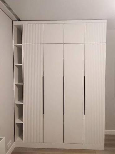 3 qapılı, Siyirməli, Ağ, Digər material, Açılan, Düz dolab