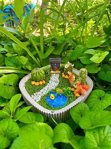 ag neft: Mini terrarium – “Meşə bağçası” dekoru - Ürək formalı dekorativ qabda — 4