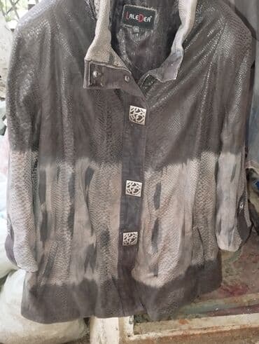 keçi dərisindən qadın şubaları: Palto, 3XL, rəng - Boz — 1