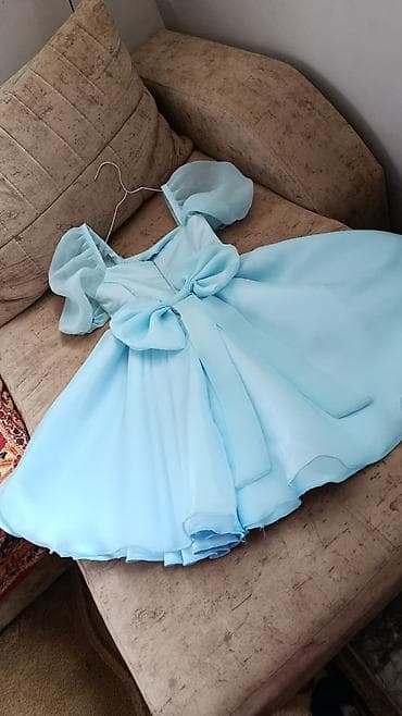 toy donları 2024: Uşaq geyimi – açıq mavi rəngdə şifon don - Model: qız uşaqları üçün — 3