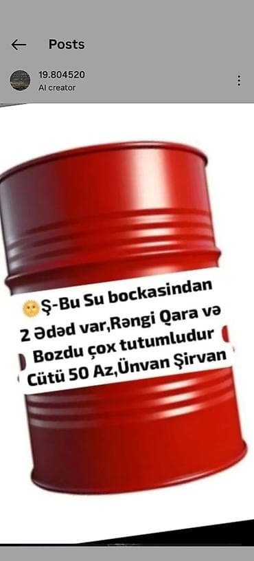 Məhsul: Su boçkası (çən) - Say: 2 ədəd - Rənglər: qara və boz - lalafo.az -da Məhsul: Su boçkası (çən) - Say: 2 ədəd - Rənglər: qara və boz -