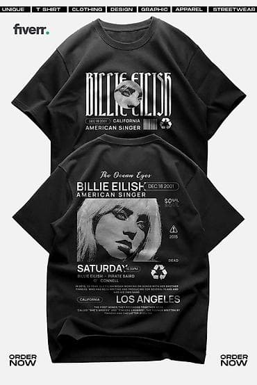 : Billie Eilish temalı qara T‑şört PRINTCRAFT – Sizin ideyanız, bizim — 1