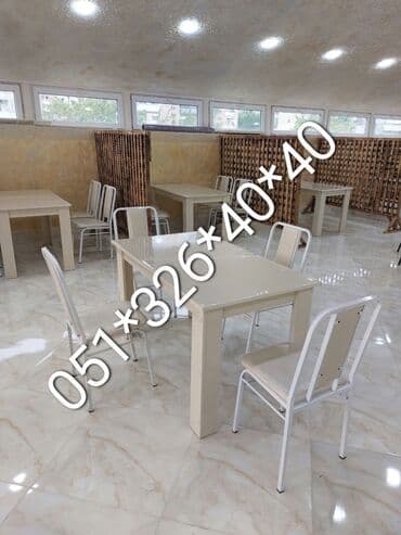 naxcivan bina evleri: Yeni, Dördbucaq masa, 6 stul, Açılan, Stullar ilə, Metal, Azərbaycan — 3