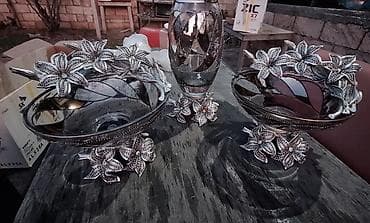 yeni ile aid sekiller: Gümüş rəngli dekorativ şüşə dəst - Dəst tərkibi: 1 ədəd hündür — 1