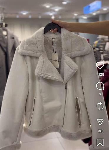 koton azerbaijan: Koton qadın kürklü jaket - Rəng: açıq krem/ivori - Model: asimmetrik — 1