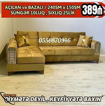 kreditle kunc divan: Künc divan, Qonaq otağı üçün, Parça, Bazalı, Açılan, Kitab — 10