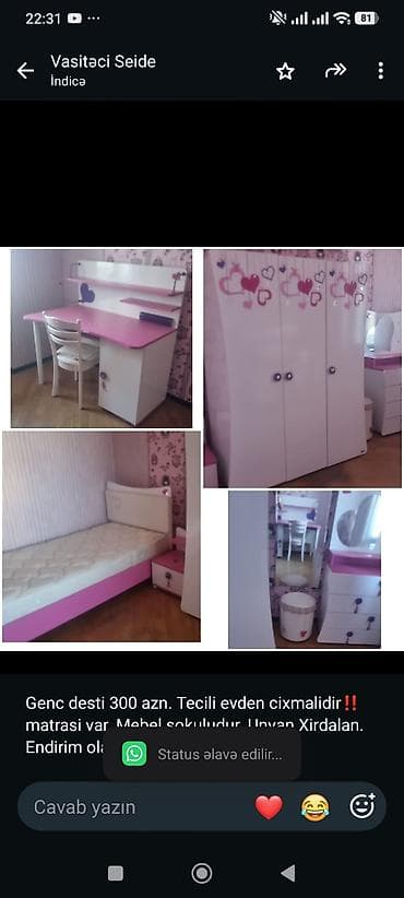 Детская мебель: Genc desti 300 azn. Tecili evden cixmalidir‼️matrasi var. Mebel — 1