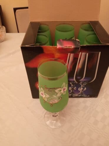 suse caynikler: Qədəhlər, rəng - Yaşıl, Bərkidilmiş şüşə, 250 ml, Belçika — 1