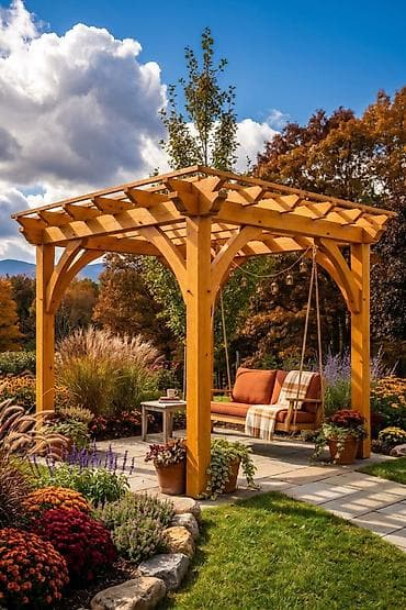 ataturk ciceyi: Açıq hava üçün taxta pergola - Material: keyfiyyətli, təbii ağac; — 3