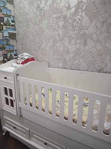 kuxna bebeli: Ağ rəngli çoxfunksiyalı beşik-dolab komplekti - Material: MDF/laminat — 1