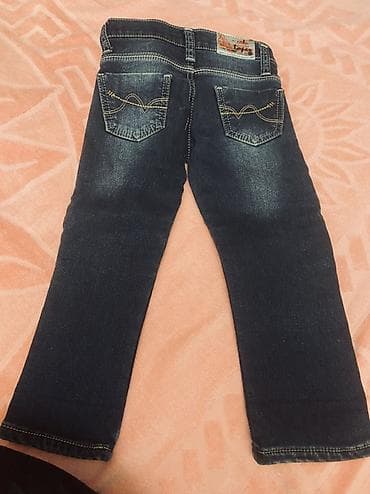 jeans salvar: Uşaq cins şalvarı - Rəng: tünd mavi (yüngül ağartma effekti ilə) - — 2