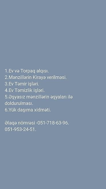evlerin dizayni ve temiri: Daşınmaz əmlak və ev xidmətləri paketi Təklif olunan xidmətlər: - Ev — 1