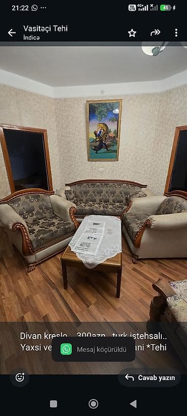 divan krislo: Divan kreslo. 300azn. turk istehsalı. Yaxsi veziyyetde ünvan — 1