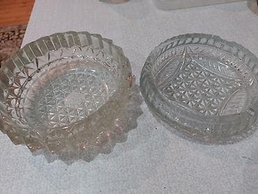 siqaret qabı: Qalın şüşədən hazırlanmış dekorativ külqabı/çerez qabı dəsti - — 2