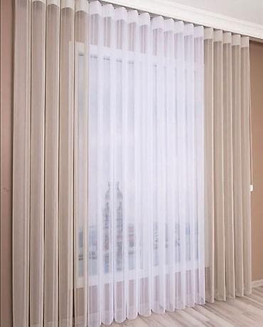 Pastel dəstləri: Vertikal tull pərdə – zolaqlı dizayn - Material: yüngül, şəffaf tull; — 2