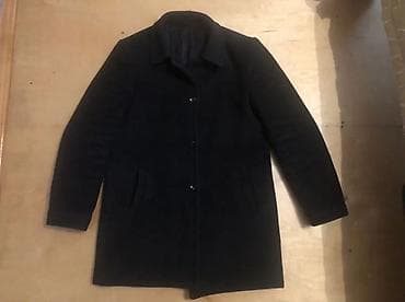 herbi geyimi: Kişi üçün klassik qara palto - Rəng: qara - Kəsim: düz, dizüstü — 1