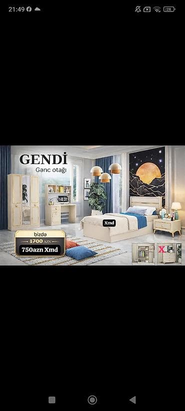 usag ucun: GENDİ gənc otağı mebel dəsti Komplekt tərkibi: - 1 nəfərlik çarpayı — 1