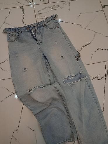 monaco saat: Məhsul: Açıq mavi rəngdə cins şalvar - Kəsim: Geniş/relaxed fit, düz — 2