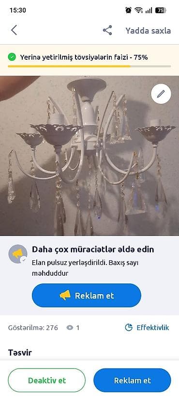 divar bezekleri: Çılçıraq, 5 lampa, Metal — 1
