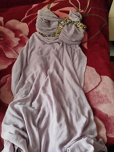 Qadın paltarları dəsti - 1-ci paltar: Açıq bənövşəyi rəngdə, uzun