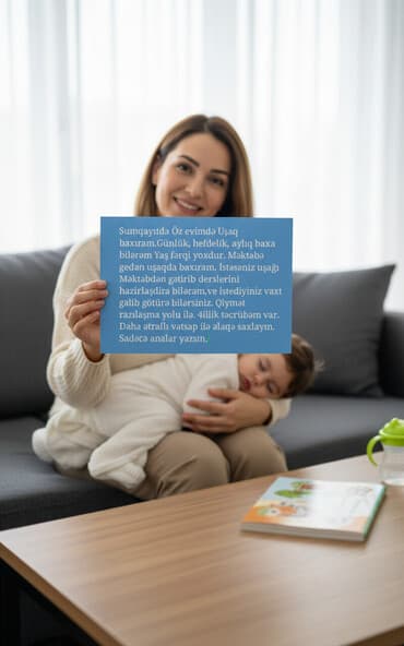 Sumqayıtda evdə uşaq baxımı xidməti. - Günlük, həftəlik və aylıq lalafo.az -da Sumqayıtda evdə uşaq baxımı xidməti. - Günlük, həftəlik və aylıq