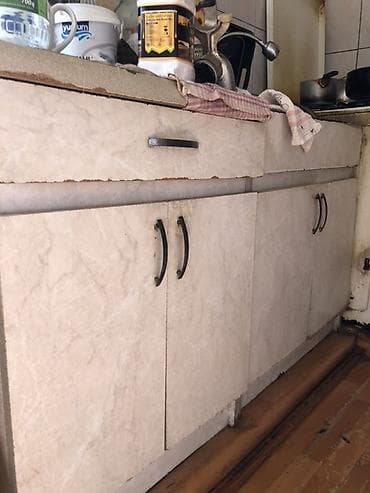 stol ev ucun: Mətbəx mebel dəsti – üst və alt dolablar + masa - Material — 2
