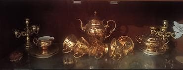 mis caydan: Çay dəsti, rəng - Qızılı, Metal, 5 nəfərlik, Polşa — 2