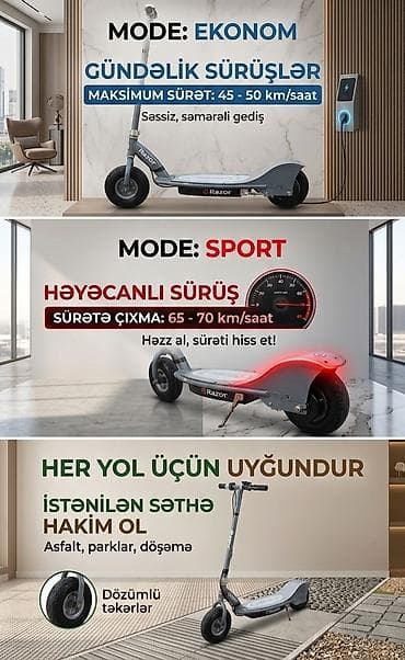 Razor elektrik skuter - İki sürüş rejimi: - Ekonom: gündəlik gedişlər — 2
