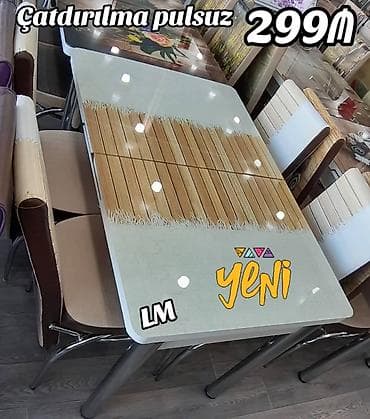 stol ustul: Mətbəx masa ( üstü şüşə) + 4 stull dəst‼️ Qiymət : 290 ₼ Masa — 5