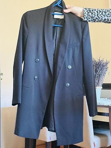 pidjak: Qadınlar üçün qara uzun blezer/palto tipli üst geyim - Model: ikiqat — 1