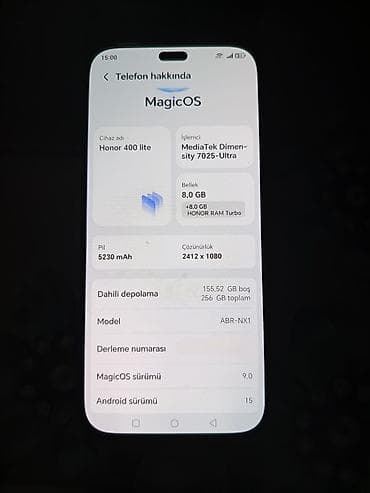 kompüter ekranı: Honor 400 Lite, 256 GB, rəng - Qara, Barmaq izi — 3
