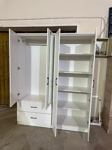 acıq dolab: Yeni, 4 qapılı, Güzgülü, Ağ, Açılan, Düz dolab — 2