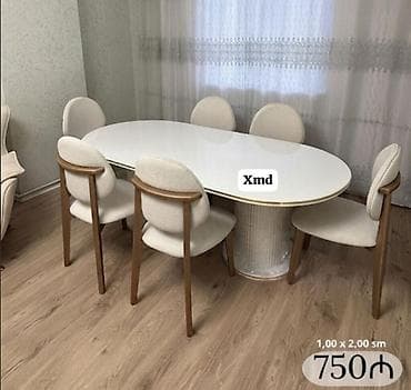 Ağ rəngli oval yemək masası və 6 ədəd stul dəsti. Xüsusiyyətlər: - lalafo.az -da Ağ rəngli oval yemək masası və 6 ədəd stul dəsti. Xüsusiyyətlər: -