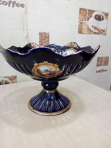Çex istehsalı “Original Cobalt” porselen meyvə/şirniyyat vazası - — 2