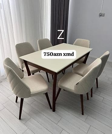 komputer stol: Qonaq otağı üçün, Yeni, Açılmayan, Dördbucaq masa, 6 stul — 1