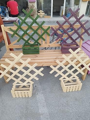 parca bez: Taxta dekorativ trelja və çiçək qutuları - Material: təbii ağac - — 1