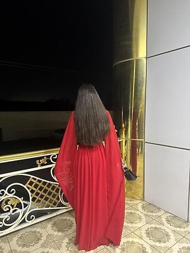 kapa: Qırmızı gecə/libas – zərif şifon, uzun model - Rəng: dərin qırmızı - — 4