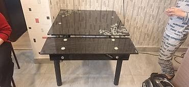 Mətbəx masası, Transformer, Şüşə, Dördbucaq masa — 2