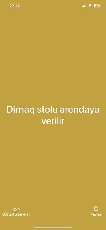 столовая в аренду: Dirnaq ustaları üçün masa icarəyə verilir. Xüsusiyyətlər: - Manikür — 1