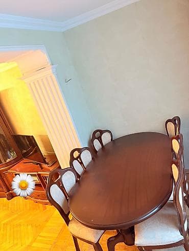 tabletka stul: Qonaq otağı üçün, İşlənmiş, Oval masa, 6 stul — 1