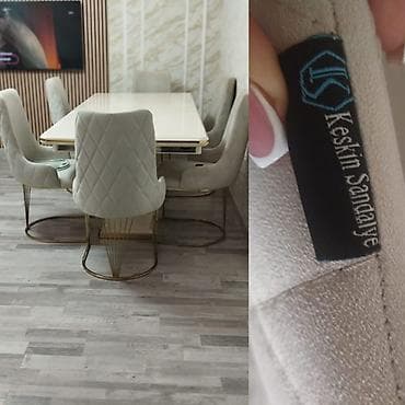 stulla: Qonaq otağı üçün, İşlənmiş, Kvadrat masa, 6 stul — 1