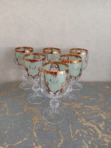 rəssam şəkilləri: Qədəhlər, rəng - Yaşıl, Şüşə, 6 ədədli dəst — 2