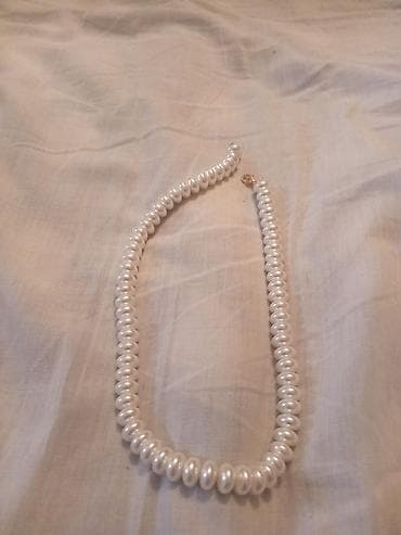 Ağ inci tonlarında dekorativ muncuq dəsti - Material: parlaq, sfera