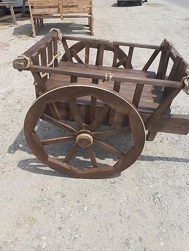 heyet stolari: Taxta dekorativ araba (iki təkərli) - Material: tam ağacdan — 3