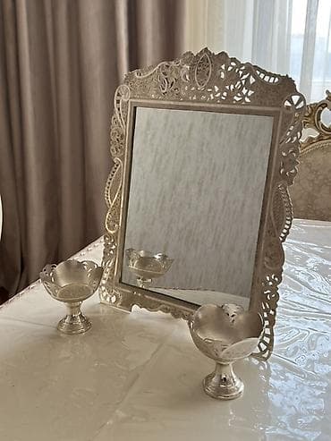 dekor guzgu: Güzgü Masaüstü, Kvadrat, Makiyaj üçün, Naxışlı — 1