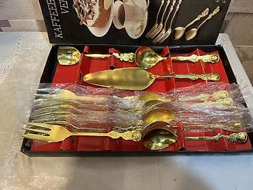 Столовые приборы: Qızılı rəngdə “Kaffeebesteck 15-tlg – Vergoldet” dəst Şık desert/kofe — 1