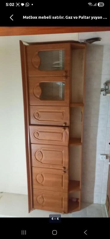 Məişət kimyəvi maddələri: Məhsul: Mətbəx mebeli dəsti Təsvir: - Üst hissə: 6 qapılı asma — 4